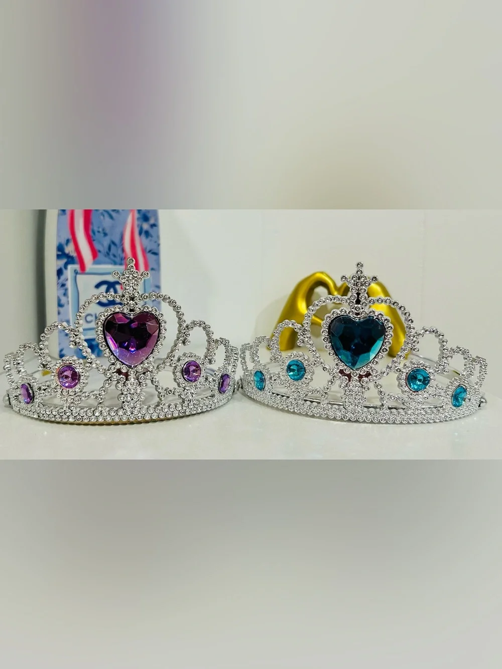 Amazon Silver Jeweled Headband and Purple Heart Tiara Set